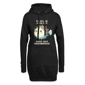 Passif : doux, mais dangereux | Poisson-globe - Sweat-shirt à capuche long Femme - noir - Devant