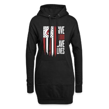 Blutspender Blutspende - Hoodie-Kleid - Schwarz - Vorne