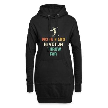 Work Hard, Throw Far Motif - Sweat-shirt à capuche long Femme - noir - Devant