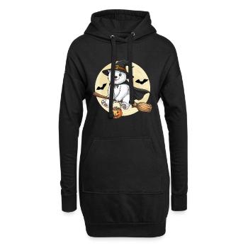 Süße Eisbär Hexe Halloween Kürbis Vollmond - Hoodie-Kleid - Schwarz - Vorne