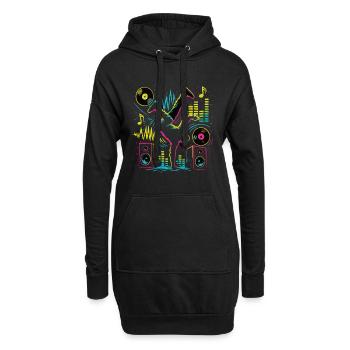 Breakdance Neon Style – Musique & Street Art - Sweat-shirt à capuche long Femme - noir - Devant