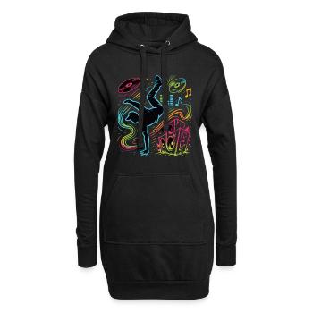 Breakdance Neon Style – Musique & Street Art - Sweat-shirt à capuche long Femme - noir - Devant