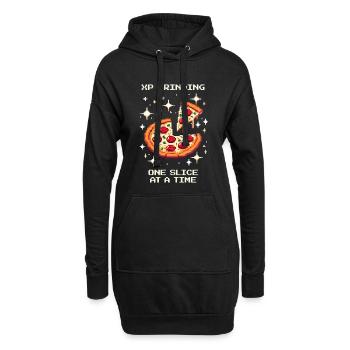 XP-Grinding: Ein Stück nach dem anderen | Pizza - Hoodie-Kleid - Schwarz - Vorne