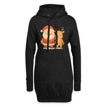 Le Père Noël et les rennes s’amusent pendant les fêtes de fin d’année - Sweat-shirt à capuche long Femme - noir - Devant