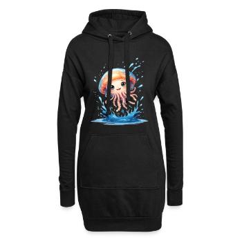 Mignon ami méduse dans le vortex d’eau - Sweat-shirt à capuche long Femme - noir - Devant