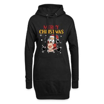 Frohe Weihnachten - Weihnachtsmann Geschenkidee - Hoodie-Kleid - Schwarz - Vorne