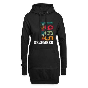 Anniversaire en décembre 1965 - décembre - Sweat-shirt à capuche long Femme - noir - Devant