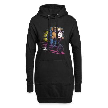 Rasender Hamster Radler - Hoodie-Kleid - Schwarz - Vorne