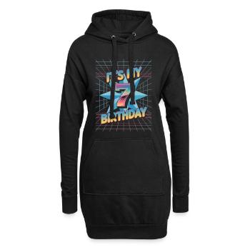 7. Geburtstag Geschenk im coolen 80er Jahre Stil - Hoodie-Kleid - Schwarz - Vorne