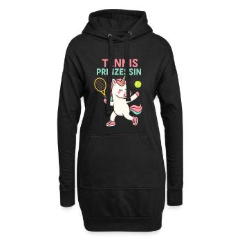 Tennis Prinzessin Einhorn Shirt für Mädchen - Hoodie-Kleid - Schwarz - Vorne