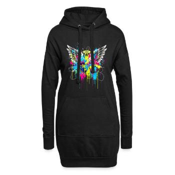 URBAN ANGEL WINGS SPLASH Graffiti Art - Hoodie-Kleid - Schwarz - Vorne