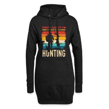 Hunting Humor Silhouette am Sunset - Hoodie-Kleid - Schwarz - Vorne