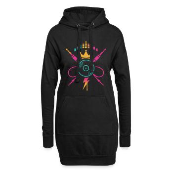 Câbles vinyle néon, son Power DJ - Sweat-shirt à capuche long Femme - noir - Devant