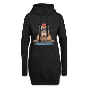 capybara mignon - Sweat-shirt à capuche long Femme - noir - Devant