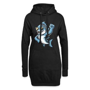 Requin avec des lunettes de soleil qui acclame - Sweat-shirt à capuche long Femme - noir - Devant