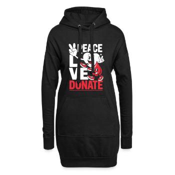 Peace Love Donate Blutspender Blutspende - Hoodie-Kleid - Schwarz - Vorne