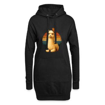 Alpaka Vogel Retro Tierfreunde - Hoodie-Kleid - Schwarz - Vorne