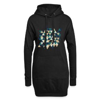 Geometrisches Triangelmuster Mosaik  - Hoodie-Kleid - Schwarz - Vorne