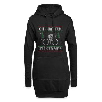 VÉLO DE ROUTE DE NOËL MOCHE ET DRÔLE - Sweat-shirt à capuche long Femme - noir - Devant