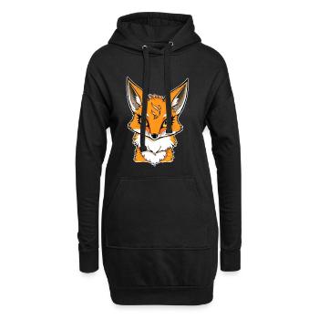 Fuchs Kopf Cartoon Illustration - Hoodie-Kleid - Schwarz - Vorne
