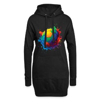 Color Splash Multicolor Fußball - Hoodie-Kleid - Schwarz - Vorne