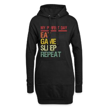 Ma journée parfaite Mange Sommeil Jeu Répéter - Sweat-shirt à capuche long Femme - noir - Devant