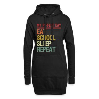 Ma journée parfaite Mange Sommeil École Répétition - Sweat-shirt à capuche long Femme - noir - Devant