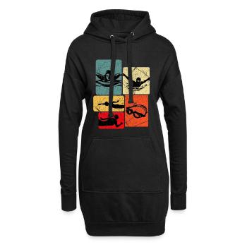 Motif de silhouettes de chars vintage - Sweat-shirt à capuche long Femme - noir - Devant