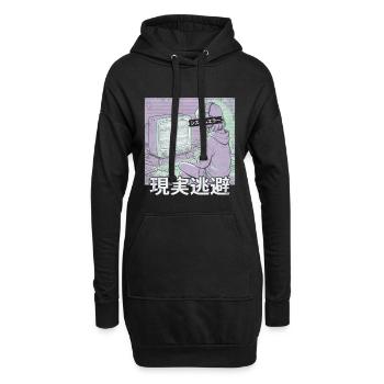 Aesthetic Anime Girl Glitch Systemfehler Vaporwave - Hoodie-Kleid - Schwarz - Vorne