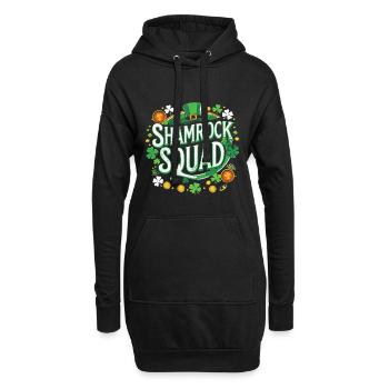 Shamrock Squad: Grünzauber - Hoodie-Kleid - Schwarz - Vorne