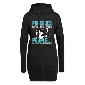 Pomsky birgt Hundegeschirr Pomsky Stofftier - Hoodie-Kleid - Schwarz - Vorne
