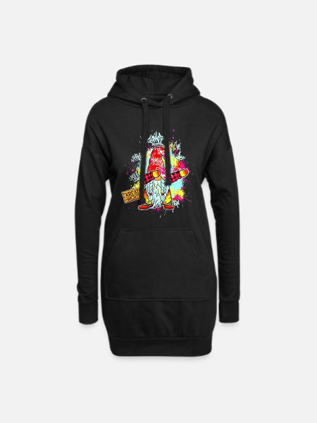 KREATIV WICHTEL Dab Graffiti Künstler XMas  - Hoodie-Kleid - Schwarz