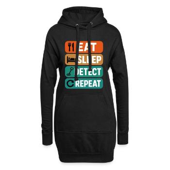 Essen, schlafen, erkennen, wiederholen, Metallerkennung Spaß - Hoodie-Kleid - Schwarz - Vorne
