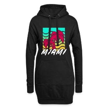 Miami Palmen Neon Gradient - Hoodie-Kleid - Schwarz - Vorne
