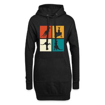 Känguru Vierbild Silhouetten - Hoodie-Kleid - Schwarz - Vorne