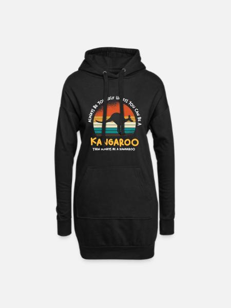 Känguru Retro Sonnenuntergang - Hoodie-Kleid - Schwarz