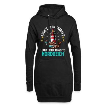 Nordsee BRAUCH KEINE THERAPIE MUSS NACH NORDDEICH - Hoodie-Kleid - Schwarz - Vorne