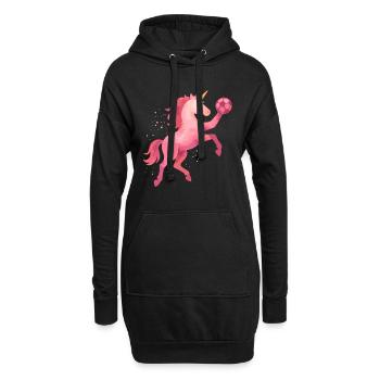 Einhorn Handball Aquarell, pinkes Pferd, Mädchen - Hoodie-Kleid - Schwarz - Vorne
