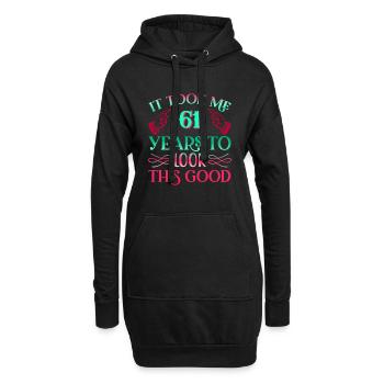 Il a fallu 61 ans pour être aussi beau - Sweat-shirt à capuche long Femme - noir - Devant