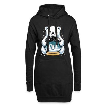 Polarbaer Schneekugel Impression - Hoodie-Kleid - Schwarz - Vorne
