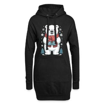 Polarbär Winterzauber - Hoodie-Kleid - Schwarz - Vorne