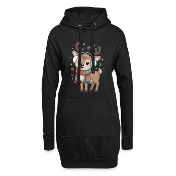 Cerf d’hiver avec écharpe et chauffe-oreilles - Sweat-shirt à capuche long Femme - noir - Devant