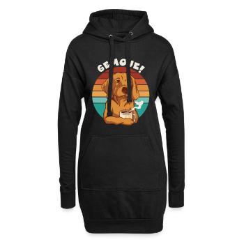 GEMOJE Hessischer Spruch Hund Kaffee Gassi - Hoodie-Kleid - Schwarz - Vorne