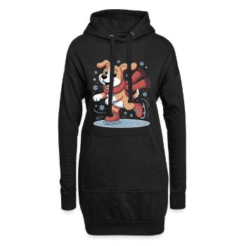 Plaisir de patinage en hiver - Sweat-shirt à capuche long Femme - noir - Devant