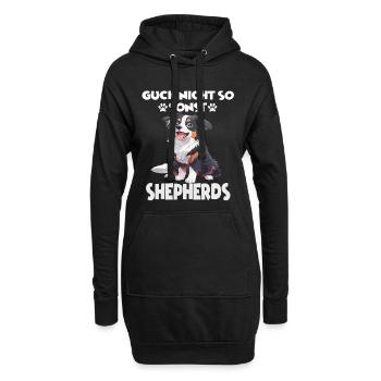 Berger australien propriétaire de chien en promenade australienne - Sweat-shirt à capuche long Femme - noir - Devant