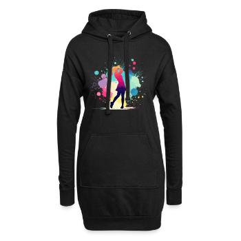 Golf, Golferin, Golfspielerin Frau, Golfgrafik - Hoodie-Kleid - Schwarz - Vorne