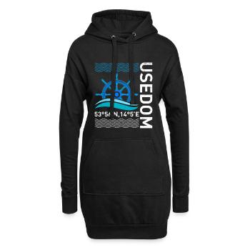 Insel USEDOM Ostsee Usedom Urlaub Lustiges - Hoodie-Kleid - Schwarz - Vorne