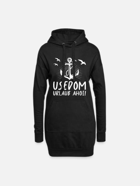 USEDOM URLAUB AHOI! Segler Lustiges - Hoodie-Kleid - Schwarz