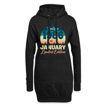 40. Geburtstag 40 Jahre Januar 1986 Geschenkidee - Hoodie-Kleid - Schwarz - Vorne