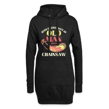 Vieux avec une tronçonneuse - Sweat-shirt à capuche long Femme - noir - Devant